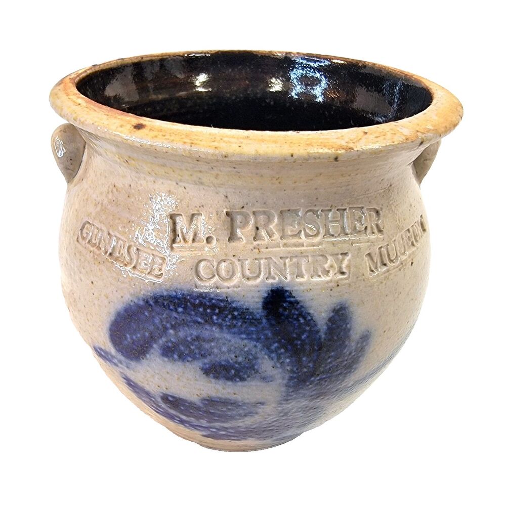 Salt Glaze Pitcher Genesee Country Museum Mark Presher Master Potter Handpainted - Picture 2 of 12